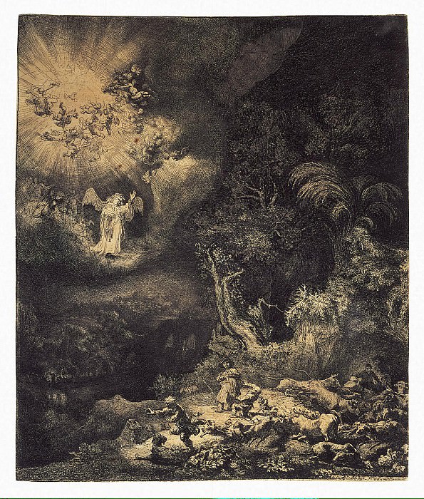 Rembrandt, Harmenszoon van Rijn – Annunciation to the shepherds, Hermitage ~ part 10