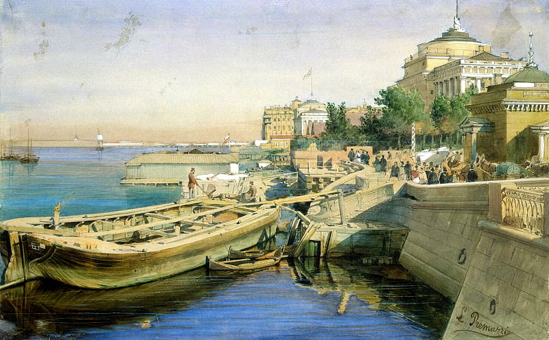 Premazzi, Luigi - Neva Embankment near the Admiralty, St. Petersburg. Hermitage ~ part 10