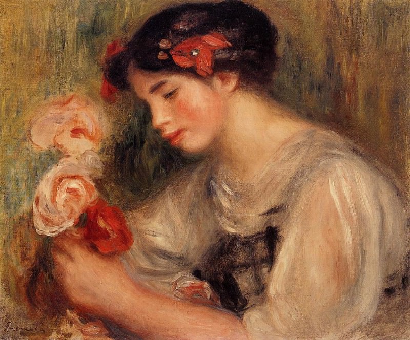 Портрет Габриэль (или Юная девушка с цветами). Пьер Огюст Ренуар
