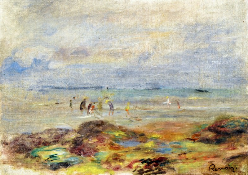 Rocks with Shrimp Fishermen. Pierre-Auguste Renoir
