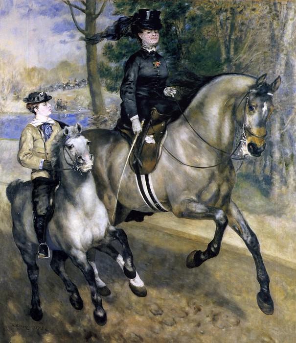 Верховая езда в Булонском лесу (также известном как мадам Генриетта Даррас или Поездка). Пьер Огюст Ренуар
