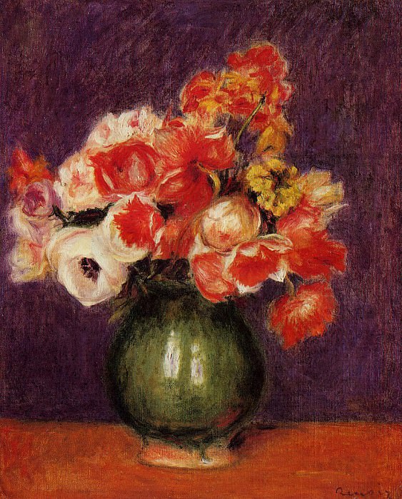 Flowers in a Vase. Pierre-Auguste Renoir