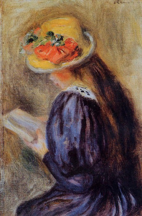 The Little Reader (also known as Little Girl in Blue). Pierre-Auguste Renoir