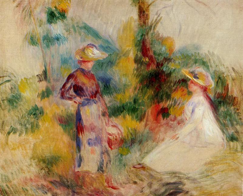 Two Women in a Garden. Pierre-Auguste Renoir