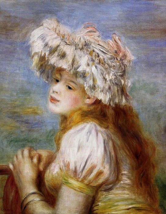 Girl in a Lace Hat. Pierre-Auguste Renoir