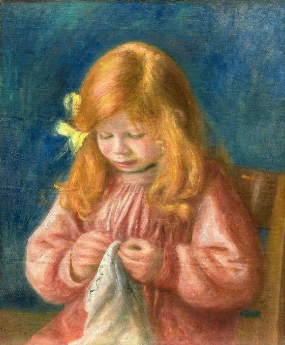 Jean Renoir Sewing. Pierre-Auguste Renoir