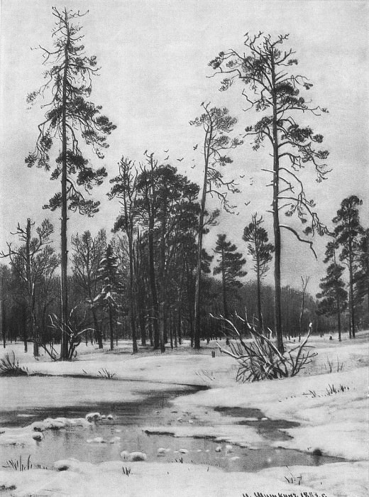 Thaw. 1883 45x33, 5. Ivan Ivanovich Shishkin
