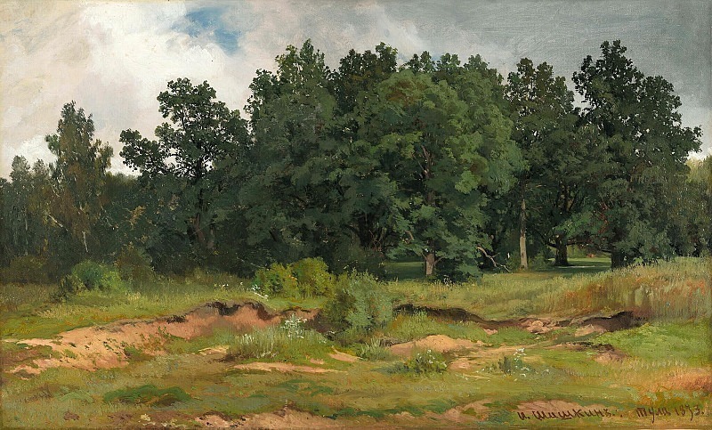 Oak forest on a gray day. Ivan Ivanovich Shishkin
