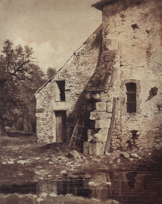 Старый дом на берегу пруда 1860-е 33х26, Иван Иванович Шишкин