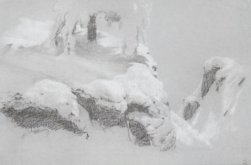 Фрагментарный эскиз к картине На севере диком 1890 31х46, Иван Иванович Шишкин