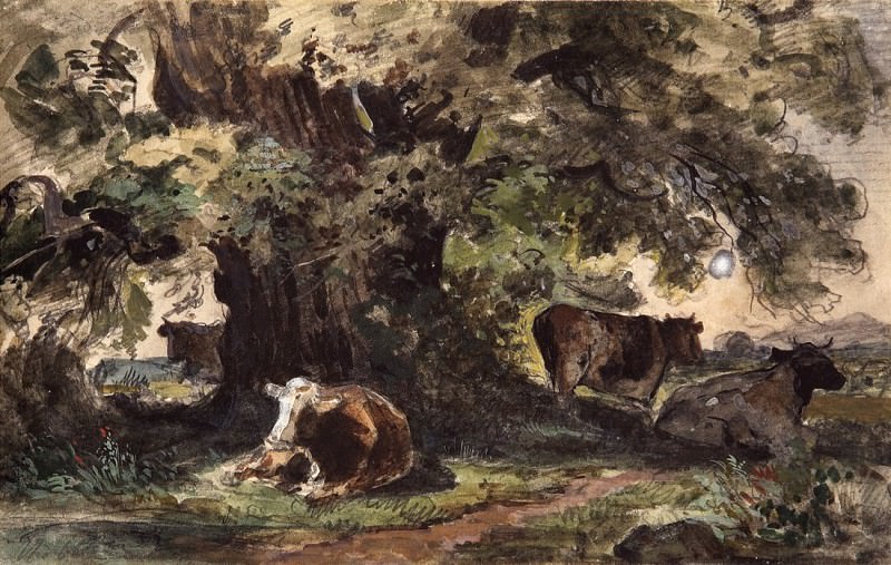 Стадо коров на отдыхе. 1862-1864 12х19. Иван Иванович Шишкин