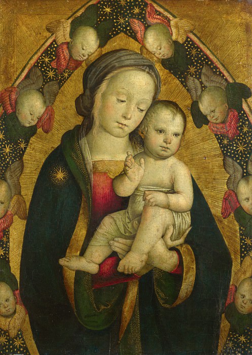 Итальянская школа, ок1480-1500 – Мадонна с Младенцем в мандорле с херувимами, Часть 4 Национальная галерея