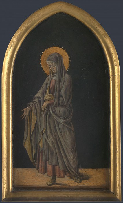 Jacopo di Antonio (Master of Pratovecchio) - The Virgin - Altarpiece Pinnacle (left). Part 4 National Gallery UK