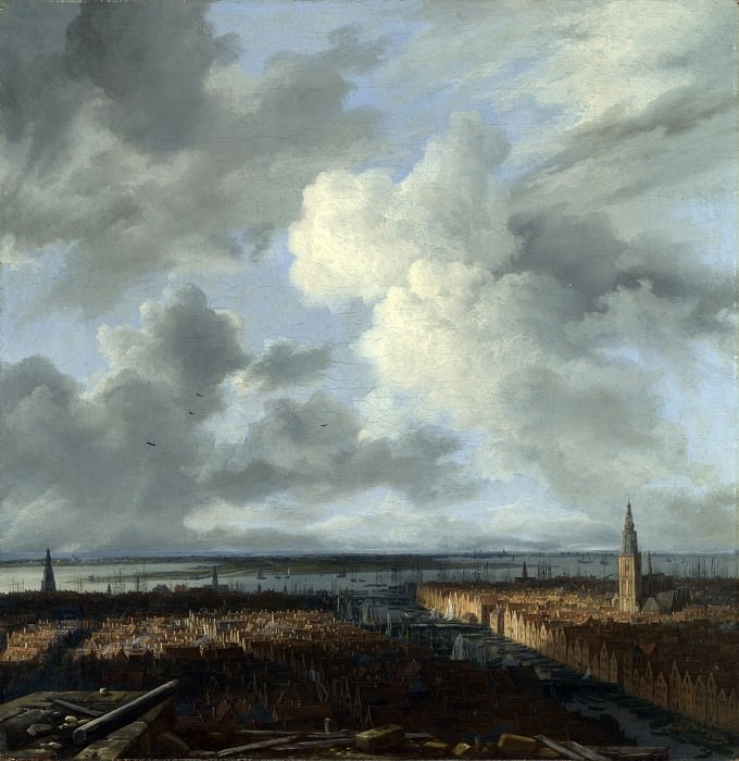 Jacob van Ruisdael - A Panoramic View of Amsterdam looking towards the IJ. Part 4 National Gallery UK
