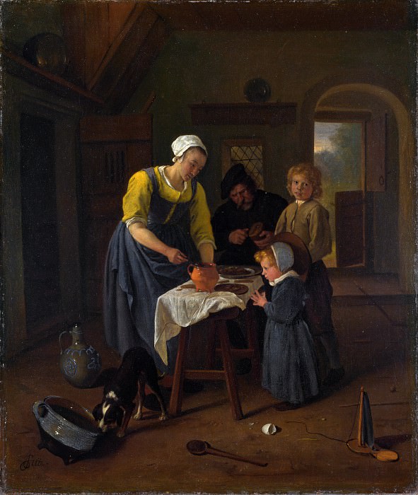 Jan Steen - A Peasant Family at Meal-time (Grace before Meat). Part 4 National Gallery UK