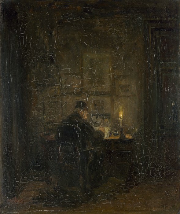 Jozef Israels - An Old Man writing by Candlelight. Part 4 National Gallery UK