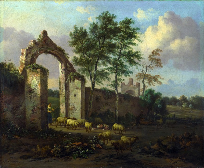 Jan Wijnants - A Landscape with a Ruined Archway. Part 4 National Gallery UK