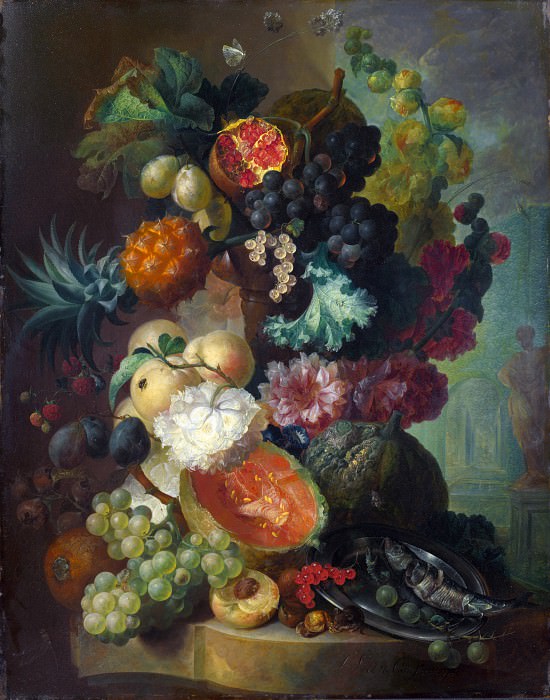 Jan van Os - Fruit, Flowers and a Fish. Part 4 National Gallery UK