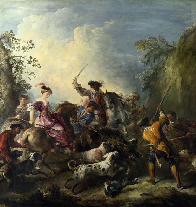Joseph Parrocel - The Boar Hunt. Part 4 National Gallery UK