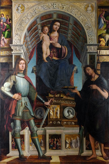 Lorenzo Costa and Gianfrancesco Maineri - The Virgin and Child with Saints. Part 4 National Gallery UK