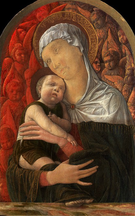 Андреа Мантенья - Мадонна и младенец с Серафимом и Херувимом. Музей Метрополитен: часть 4