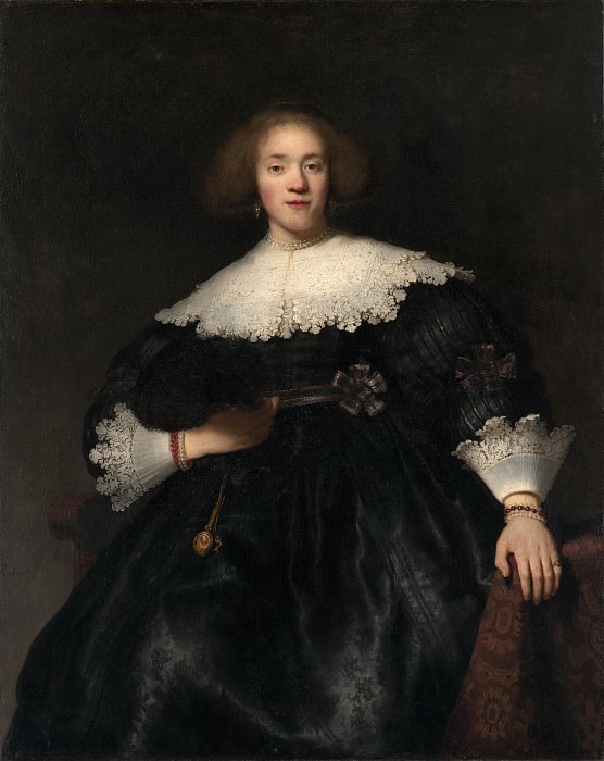 Портрет молодой женщины с веером. Рембрандт Харменс ван Рейн
