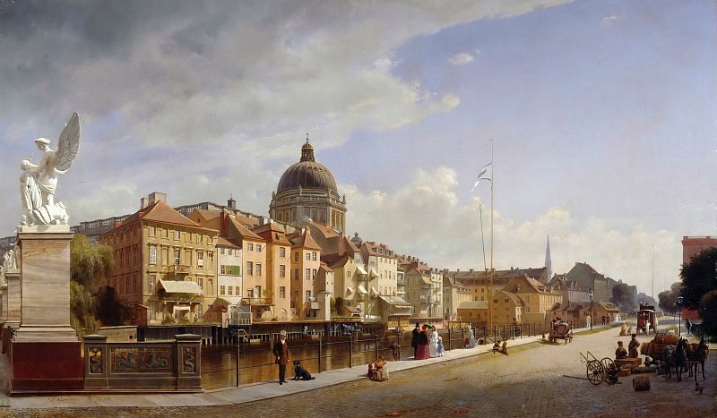 Eduard Gaertner (1801 - 1877) - View of the Rear Facades of the Houses on the Schloßplatz. Alte und Neue Nationalgalerie (Berlin)