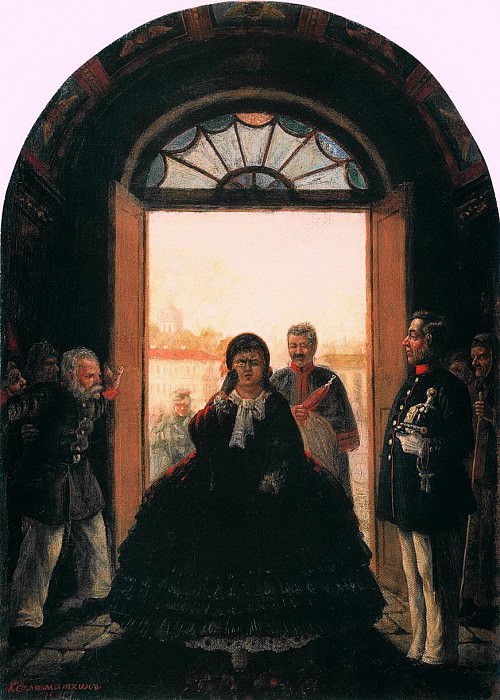 Губернаторша, входящая в церковь. 1864. Леонид Иванович Соломаткин