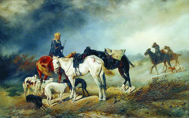 Охотники в степи. 1873. Nikolay Sverchkov