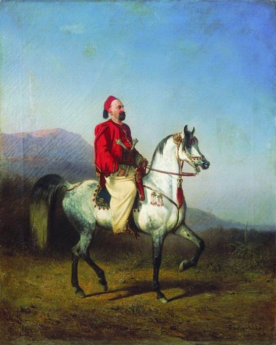 Всадник в турецком костюме. Арабская порода. 1863. Николай Егорович Сверчков