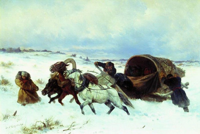 Troika in winter. Nikolay Sverchkov