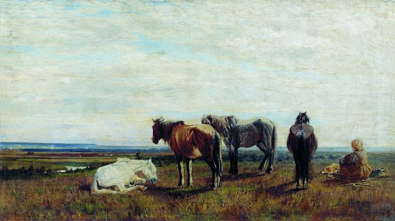 Пасущиеся лошади. 1851. Nikolay Sverchkov