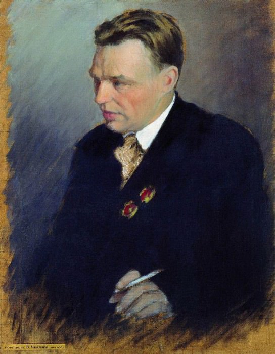 Portrait of pilot V.P. Chkalov. Ivan Kulikov