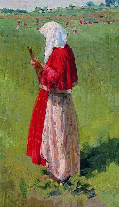 Peasant woman with a rake. Ivan Kulikov