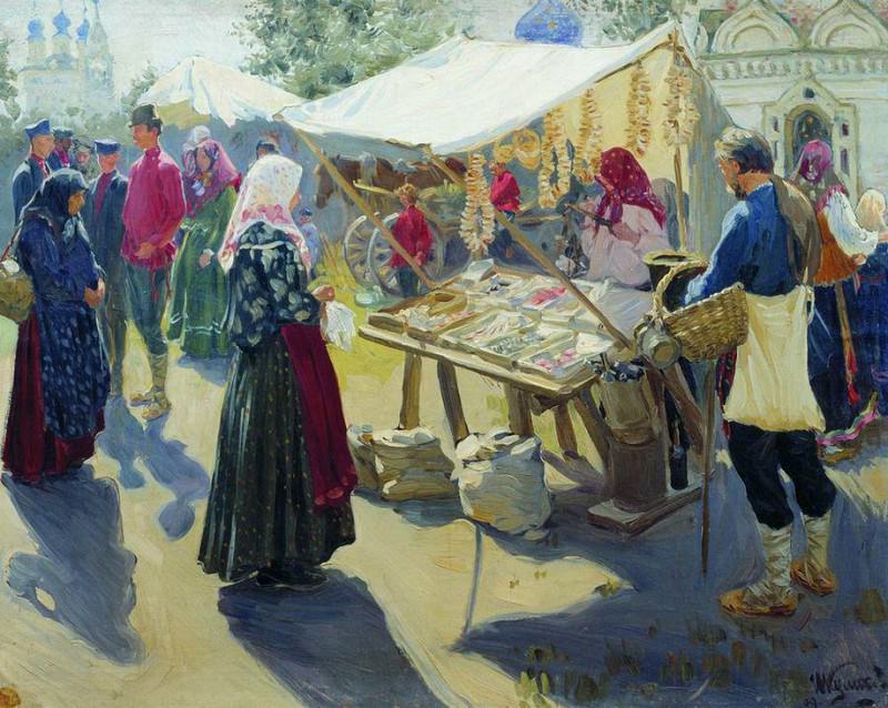 Базар с баранками. 1910. Ivan Kulikov