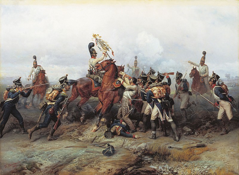Подвиг конного полка в сражении при Аустерлице в 1805 году. 1884. Холст, масло. Bogdan Willewalde