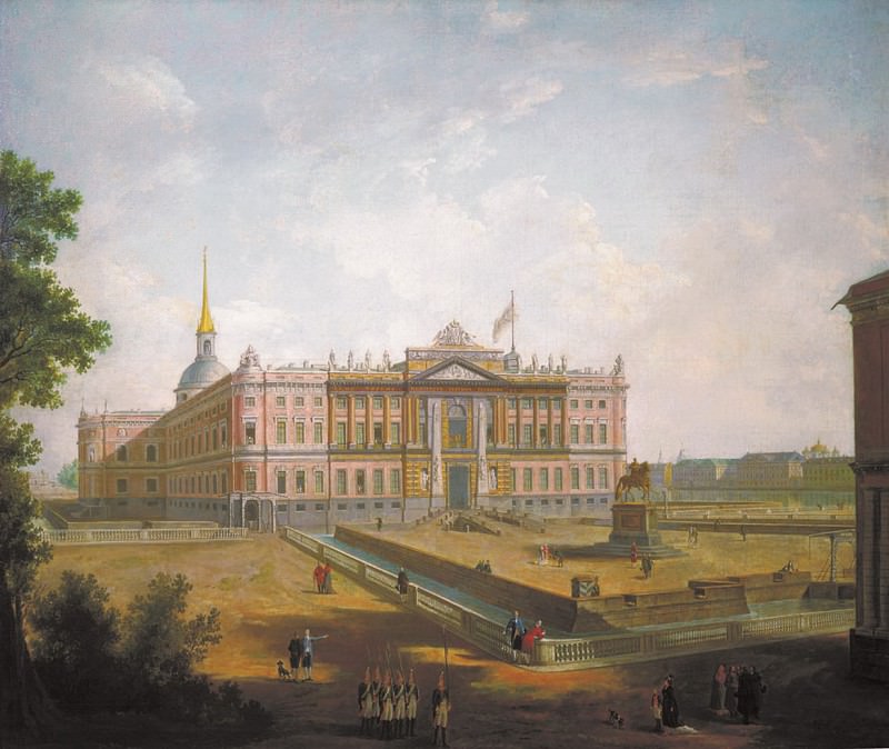 View of the Mikhailovsky Castle and Connetable Square in St. Petersburg. Around. Fedor Alexeev
