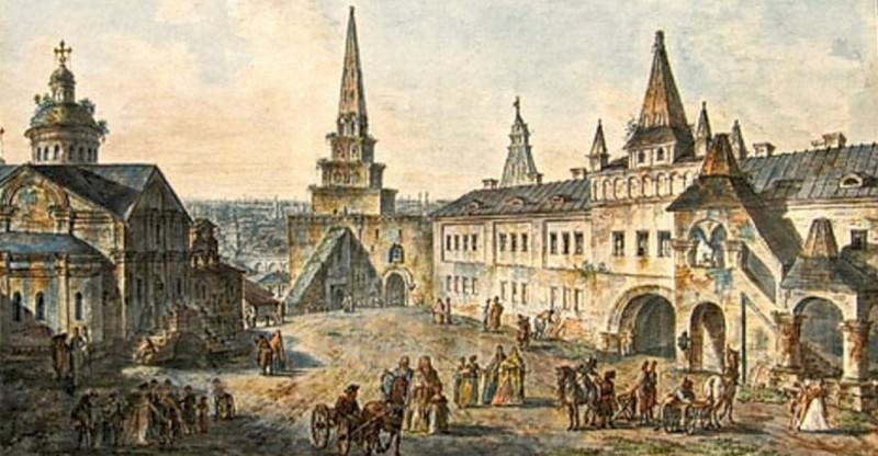 Церковь Иоанна Предтечи, Боровицкая башня и Конюшенный приказ. 1800-е. Fedor Alexeev