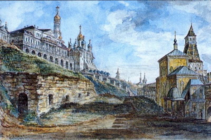 Вид на Государев дворец и церковь Благовещенья в Житном дворе. 1800-е. Fedor Alexeev