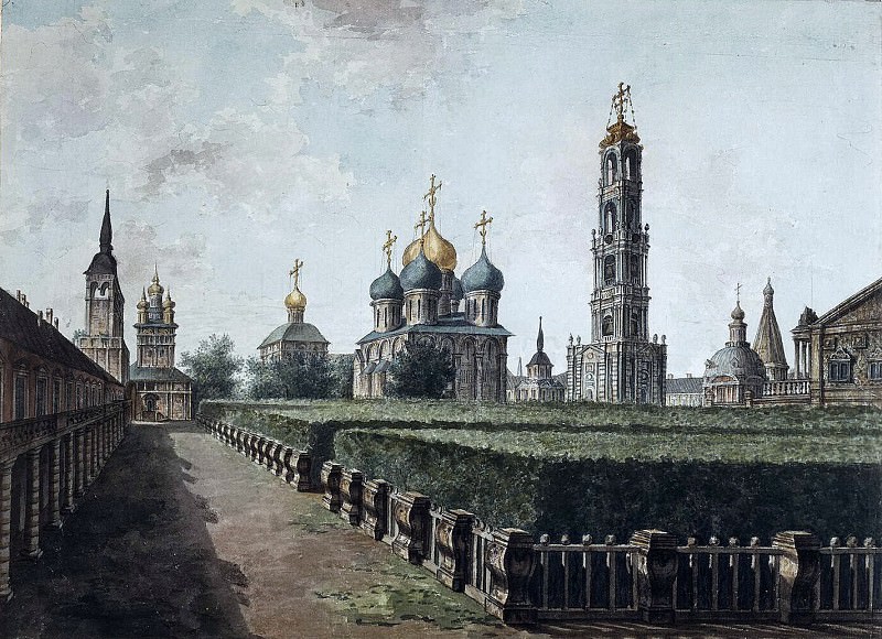 Trinity-Sergius Lavra. View of Assumption Cathedral, bell tower and Refectory. Fedor Alexeev