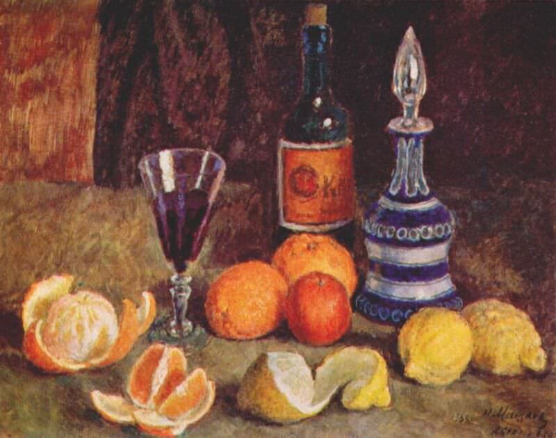 mashkov still life (oranges lemons and wine) 1938. Илья Машков