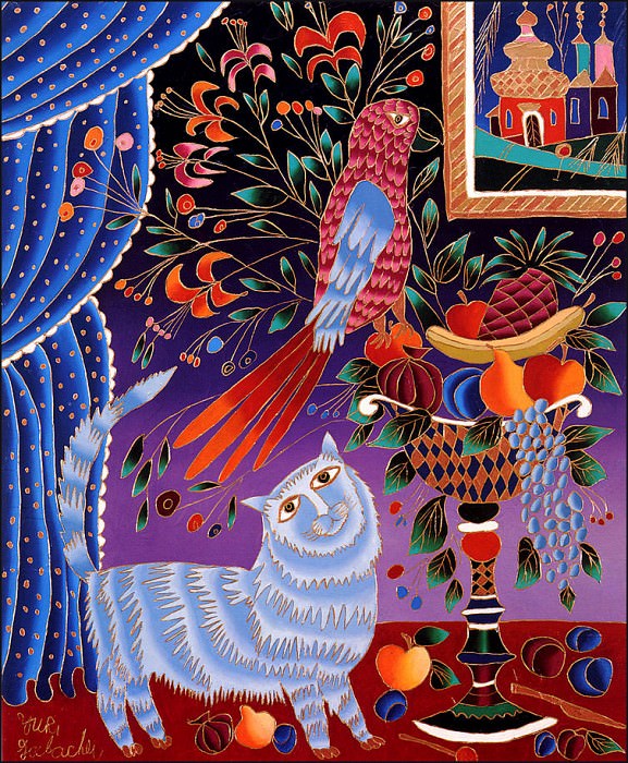 Still Life With Cat And Parrot, Yuri Gorbachev
