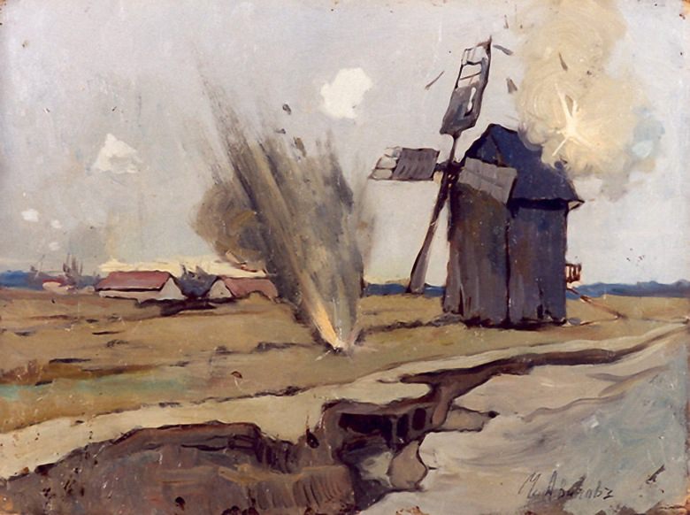 Artillery shelling of an enemy observation post. Mikhail Avilov