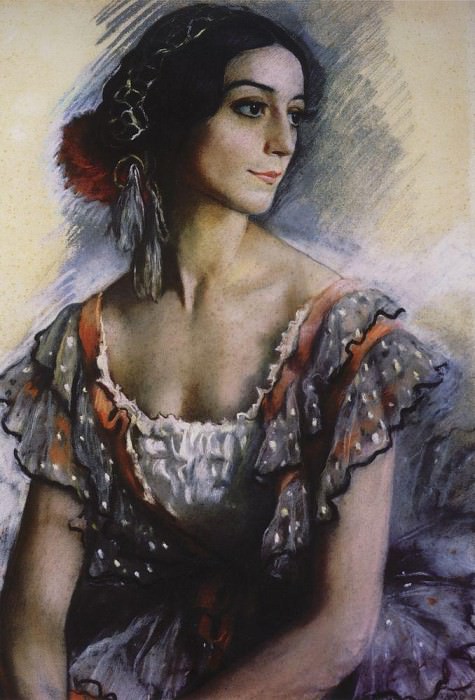 Portrait of V. K. Ivanova in a Spanish women suit. Zinaida Serebryakova