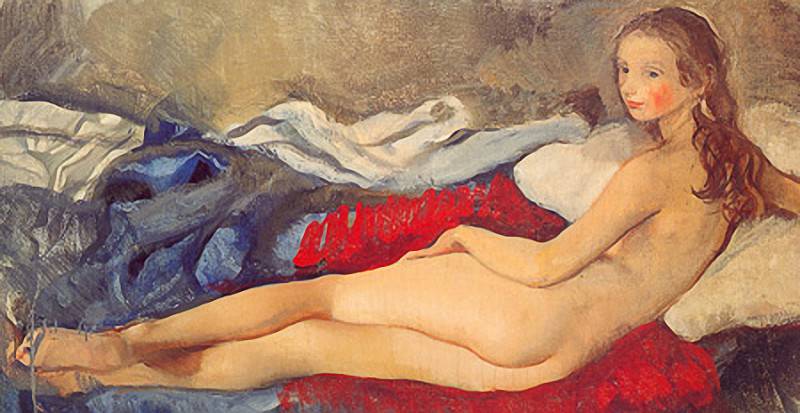 Lying Nude Kate. Canvas, oil. 68x122.5. Zinaida Serebryakova