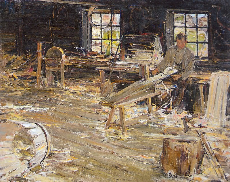 В бондарной мастерской (1914). Nikolay Feshin