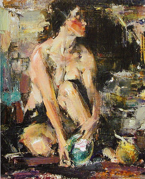 Nude with a shell (1923-1926). Nikolay Feshin