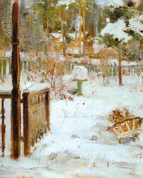 Зимний пейзаж с санями. Этюд (1917). Николай Иванович Фешин