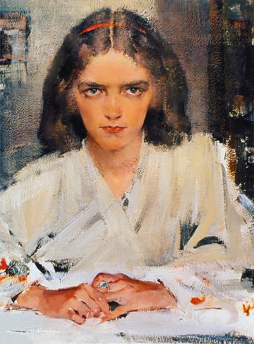 Iya in Kimono (Late 1930s). Nikolay Feshin