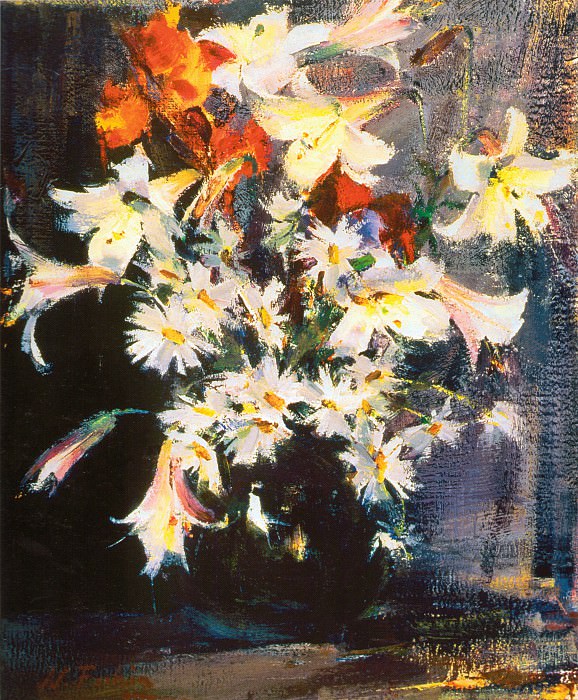 Lilies and Daisies (1940s). Nikolay Feshin
